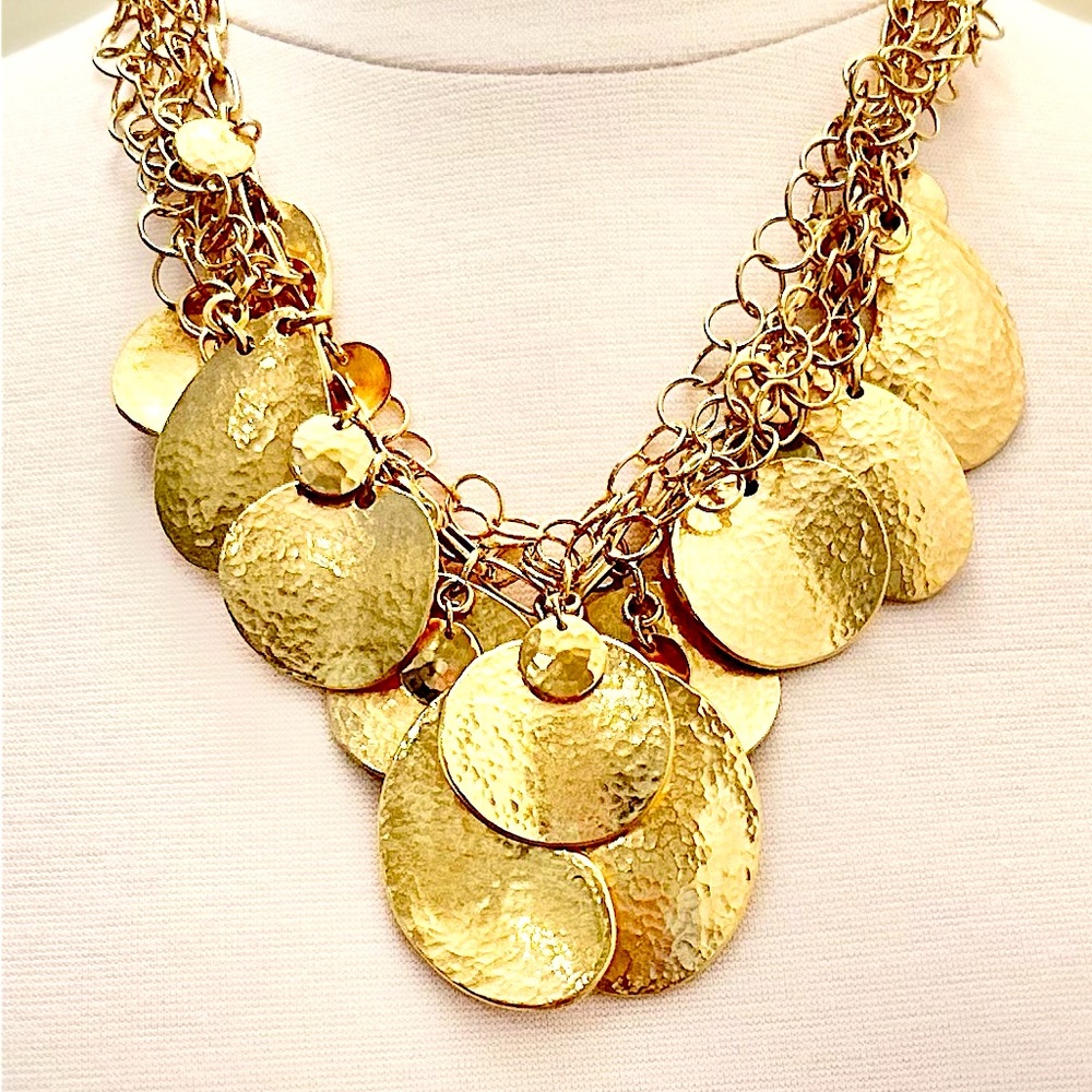 New without tags. Stunning Jose & Maria Barrera Hammered Disc Necklace ~…
